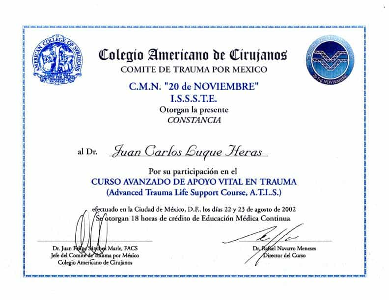 Diploma of Dr. Juan Luque