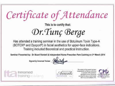 Bergedent Certificate of Attendance