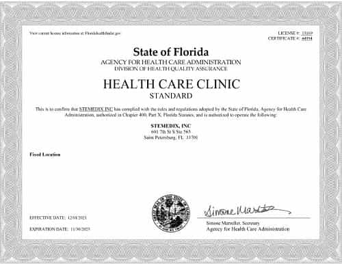 Awards of Stem Cell Therapy in Saint Petersburg, Florida by Stemedix, Inc
