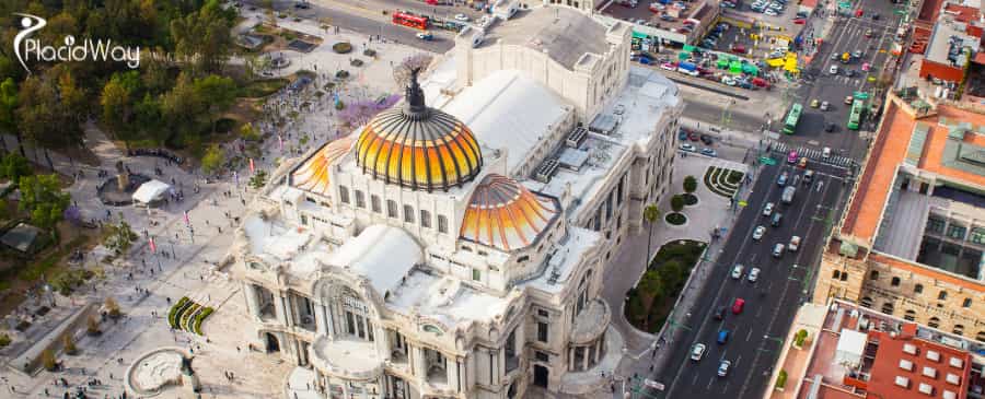 Aerial View of Mexico City Palace of Fine Arts - Bellas Artes