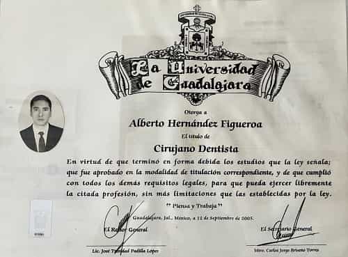 Certificate by International Dental Clinic in Mexico
