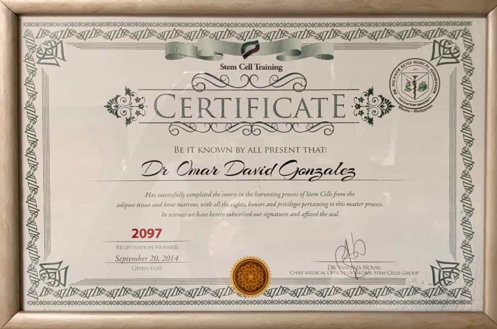 Omar Gonzalez Certificate