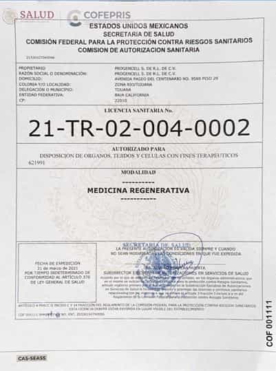 Progencell Certificate