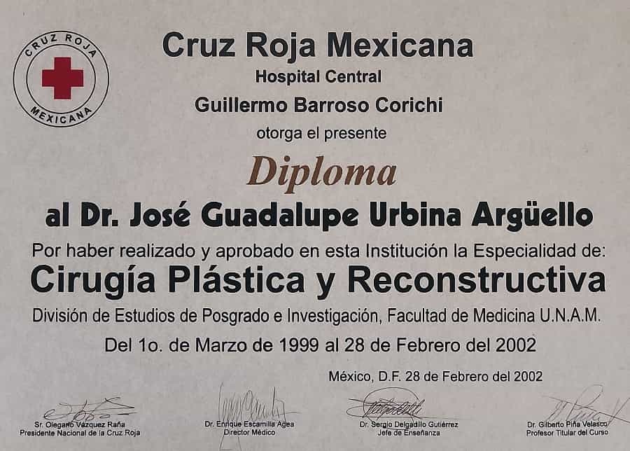 Dr. Urbina Arguello Certificate