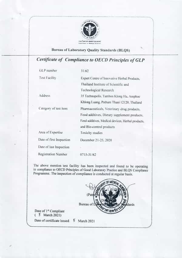 Vega Stem Cell Clinic in Bangkok, Thailand Certificate