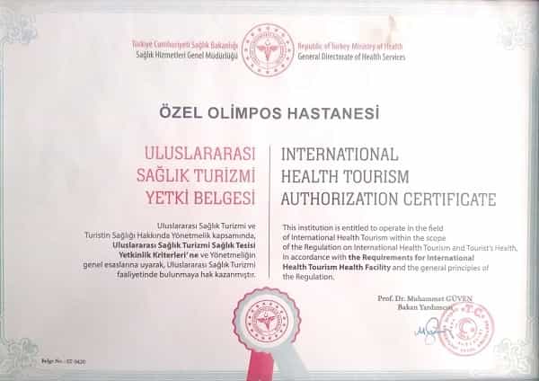 Private Olympos Hospital in Antalya, Turkey Award
