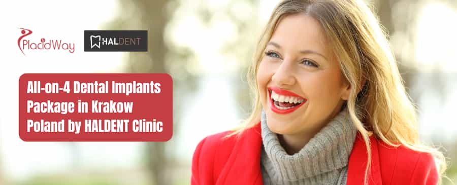 Pacchetto di impianti dentali All-on-4 a Cracovia, Polonia, presso la clinica HALDENT