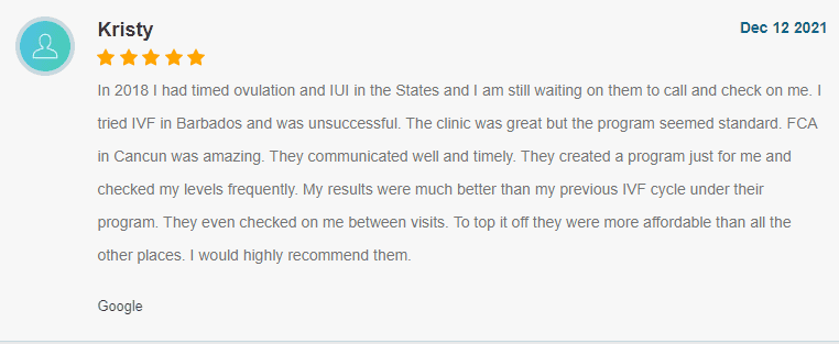 Kristy 5 Star Review ivf in mexico
