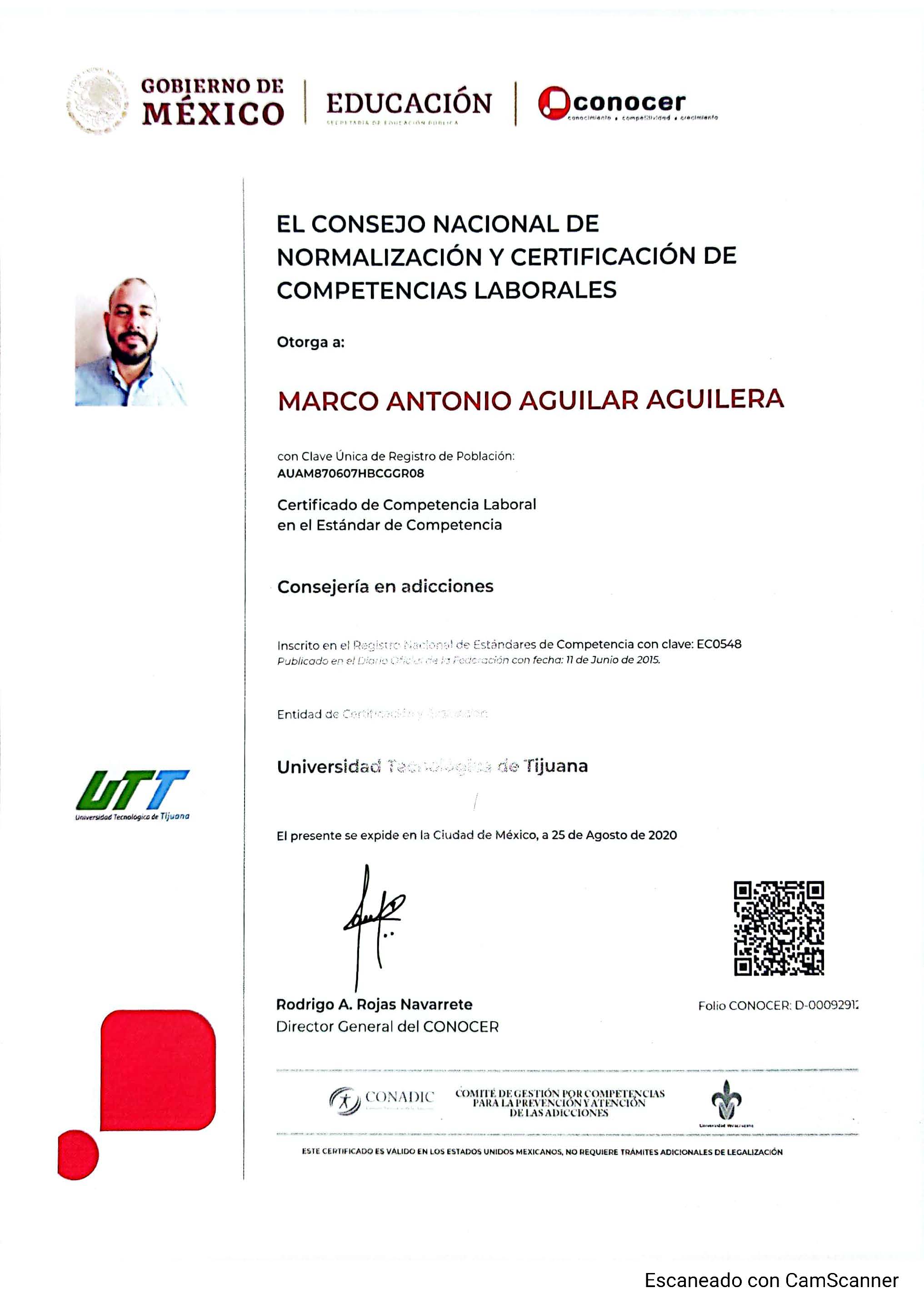 Certificado Dr. Marco Antonio Aguilar Aguilera