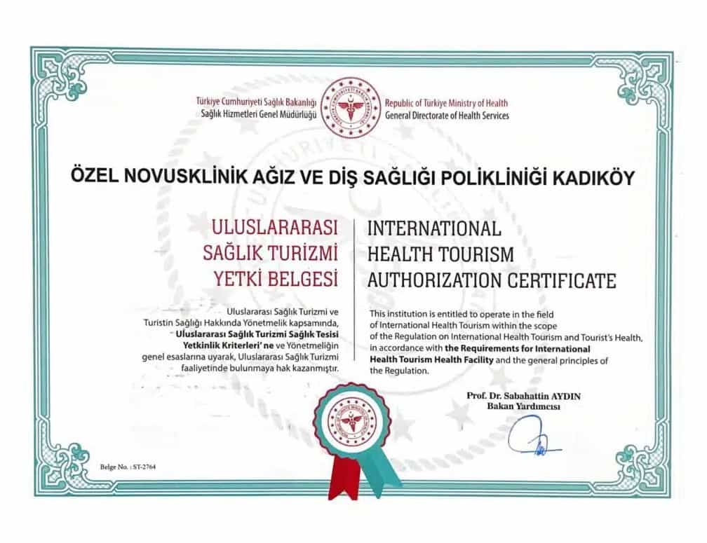 Novusklinik is an Officially Authorized Health Tourism Clinic: