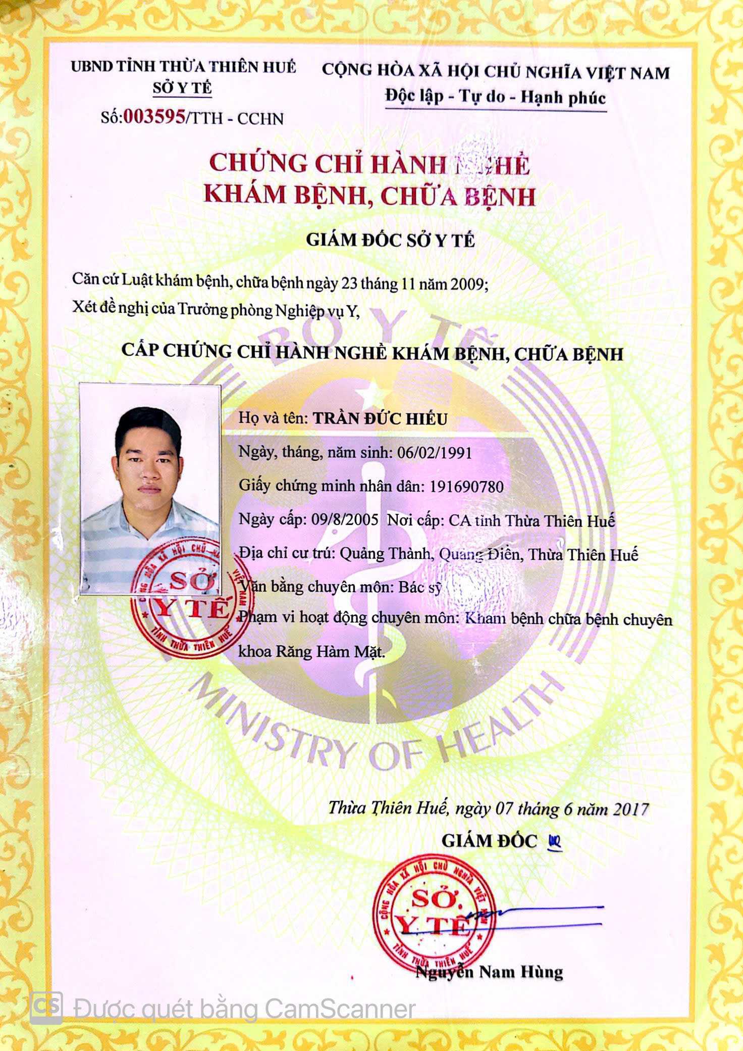 Da Nang Implant Clinic Certificate
