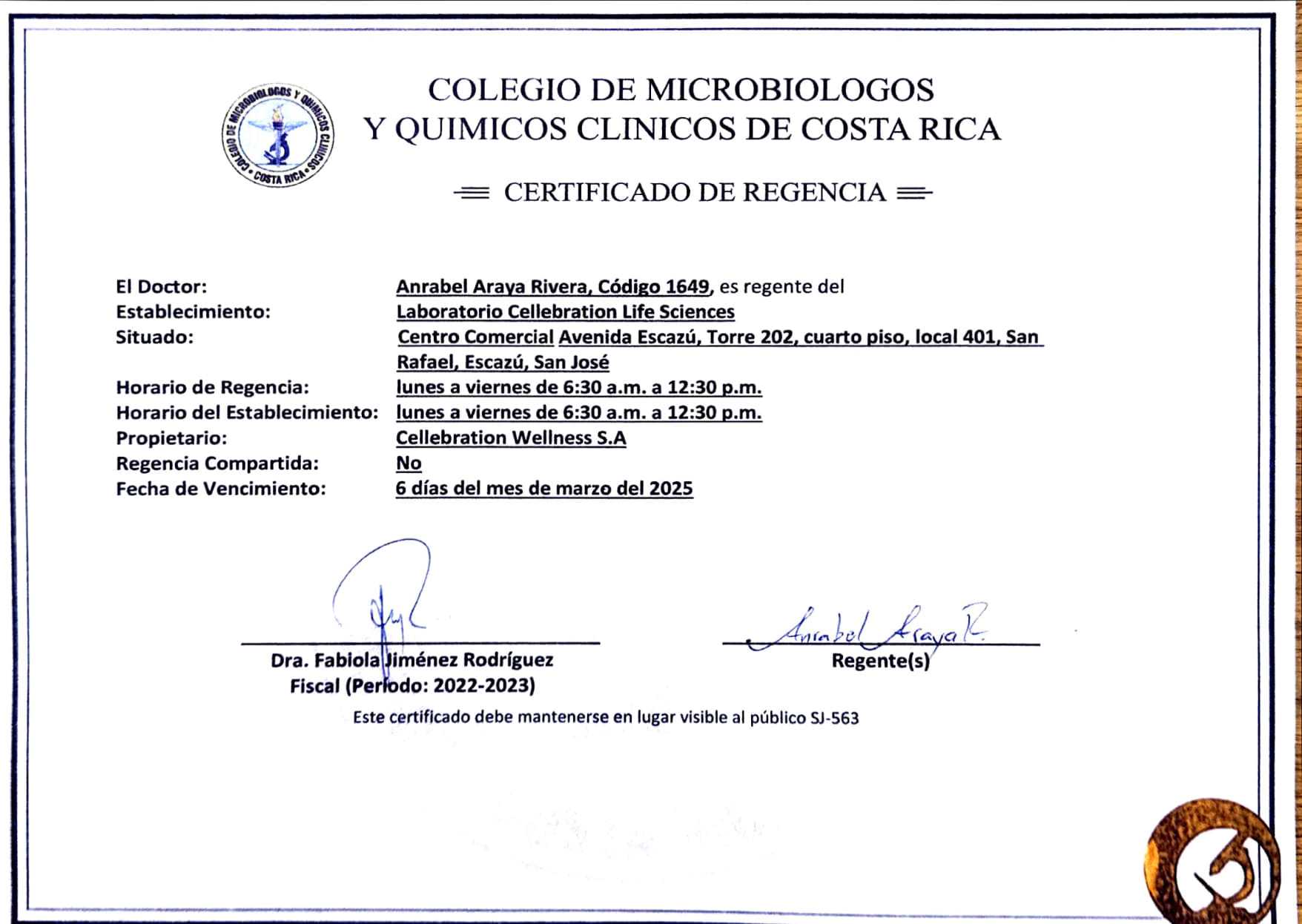 Certificación de confianza para células madre