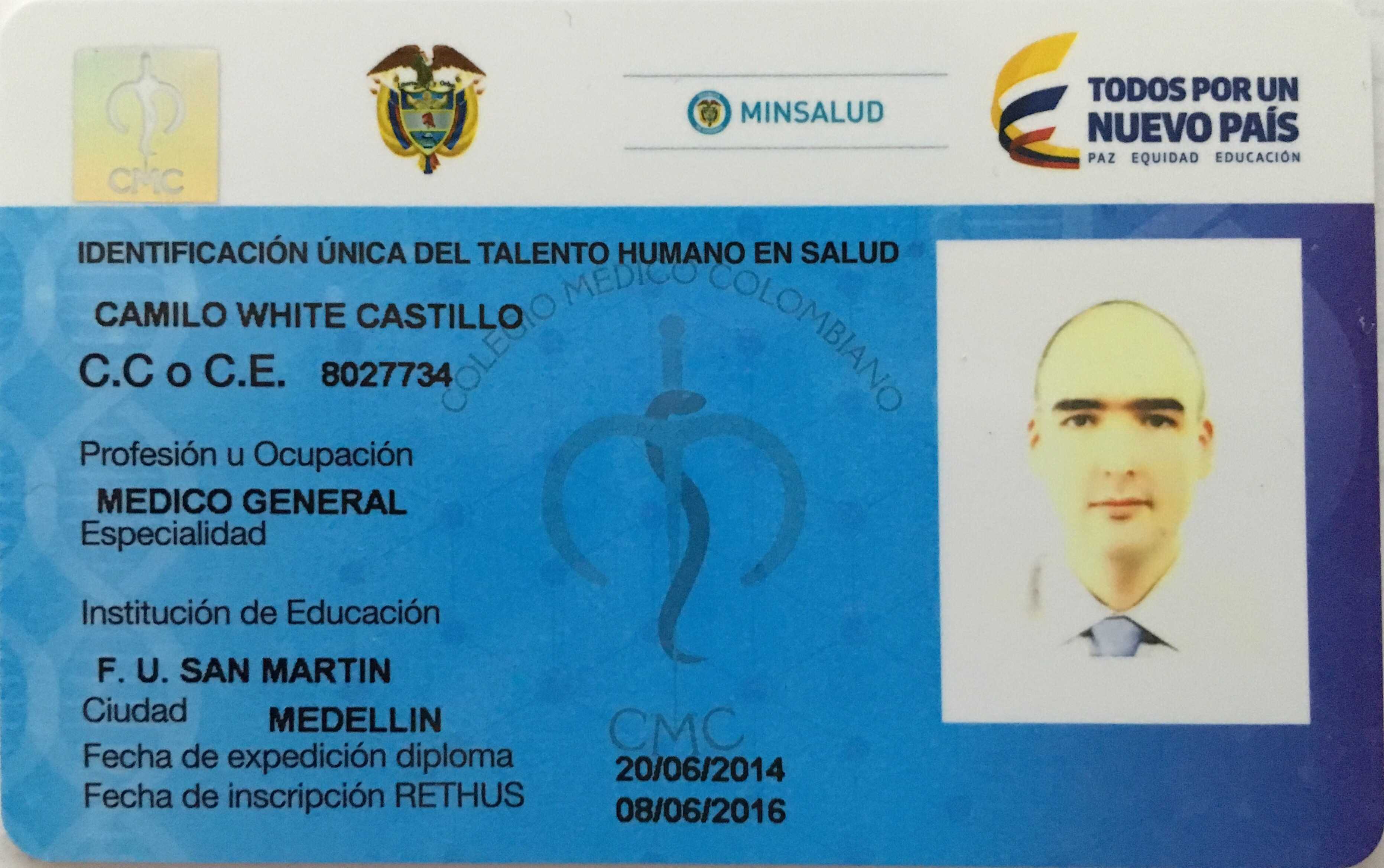 Certificación 1 del Dr. Camilo White