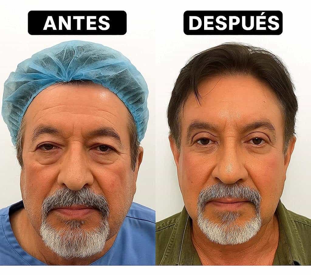 Imagen de antes y después - Cirugía de párpados en México