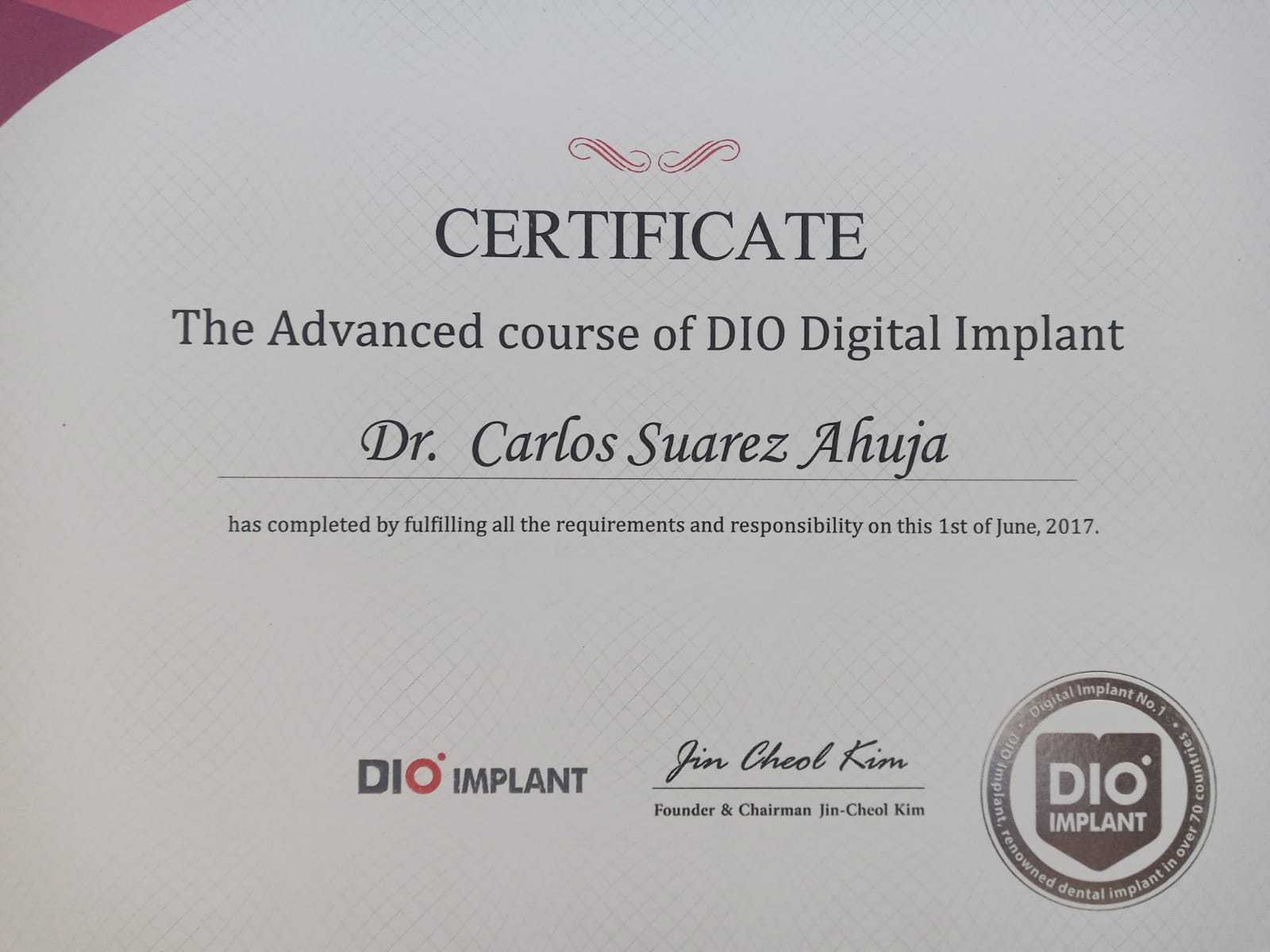 Smiletec Dental Clinic in Mexicali Mexico Certificate