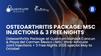 Osteoarthritis Package at Quantum Biohack Cancun & Playa del Carmen Mexico | MSC Intra-Articular Joint Injections + 3 Free Nights 2026 special May to October