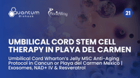 Umbilical Cord Wharton’s Jelly MSC Anti-Aging Protocol in Cancun or Playa del Carmen Mexico | Exosomes, NAD+ IV & Resveratrol