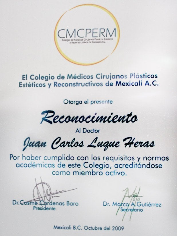Diploma of Dr. Juan Luque Diploma of Dr. Juan Luque