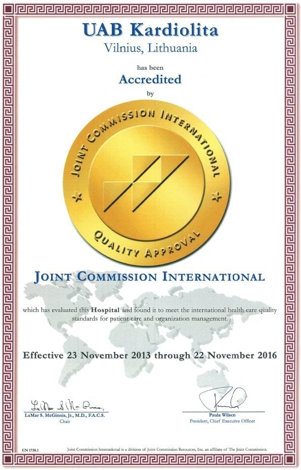 JCI accreditation for Kardiolita Private Hospital in Lithuania JCI accreditation for Kardiolita Private Hospital in Lithuania