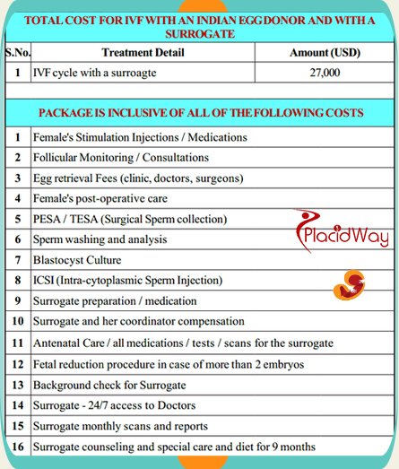 Cost of IVF cycyle with surrogate