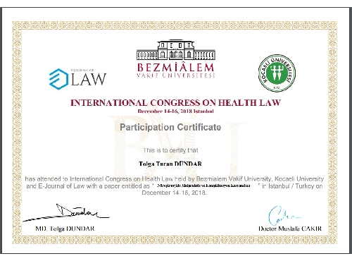 Neurosurgery in Turkey | Assoc. Prof. Dr. Tolga Turan DÜNDAR Certificate