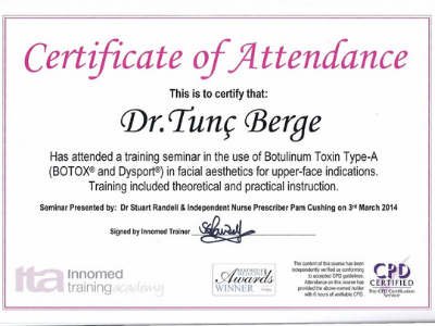 Bergedent Certificate of Attendance