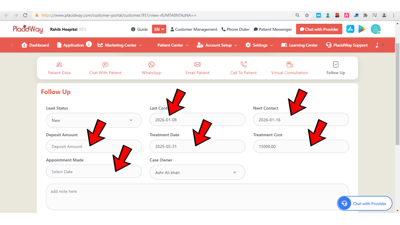 Treatment and appointment data