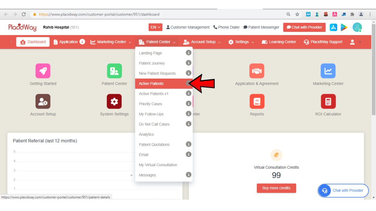 Navigate to Active Patients